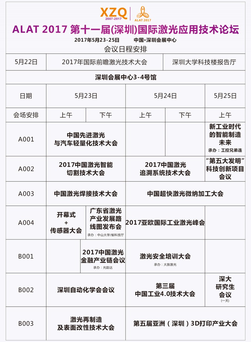 ALAT2017亞洲激光應用技術(shù)論壇日程安排表-圖片